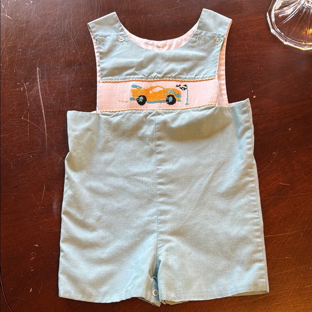 COPY - Baby Blue Car Embroidered Romper